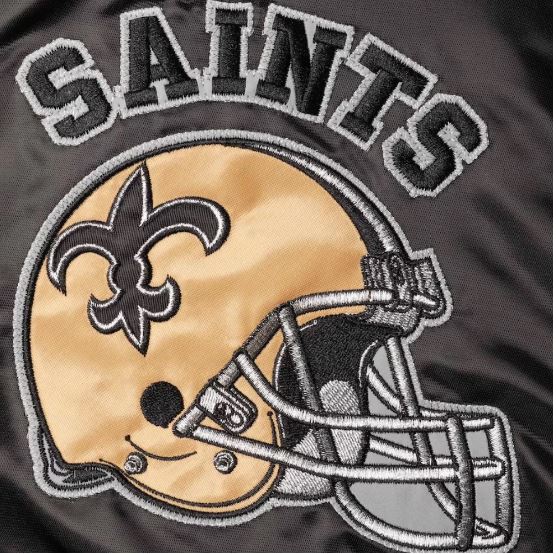 NFL New Orleans Throwback Black and Gold Satin Jacket - Image 5