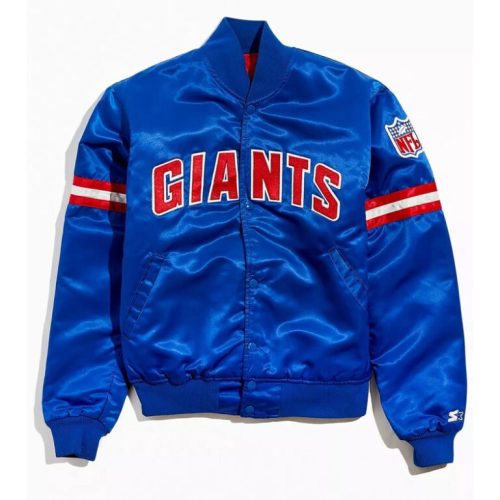 New York Giants Blue Satin Vintage Bomber Jacket