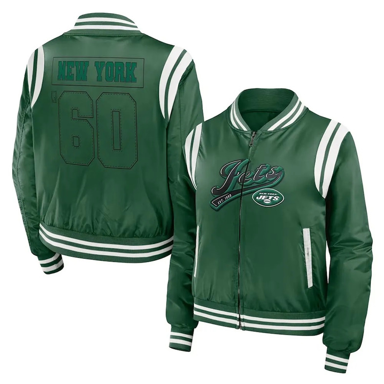 NFL Men’s New York Jets Green Bomber Jacket - Image 4