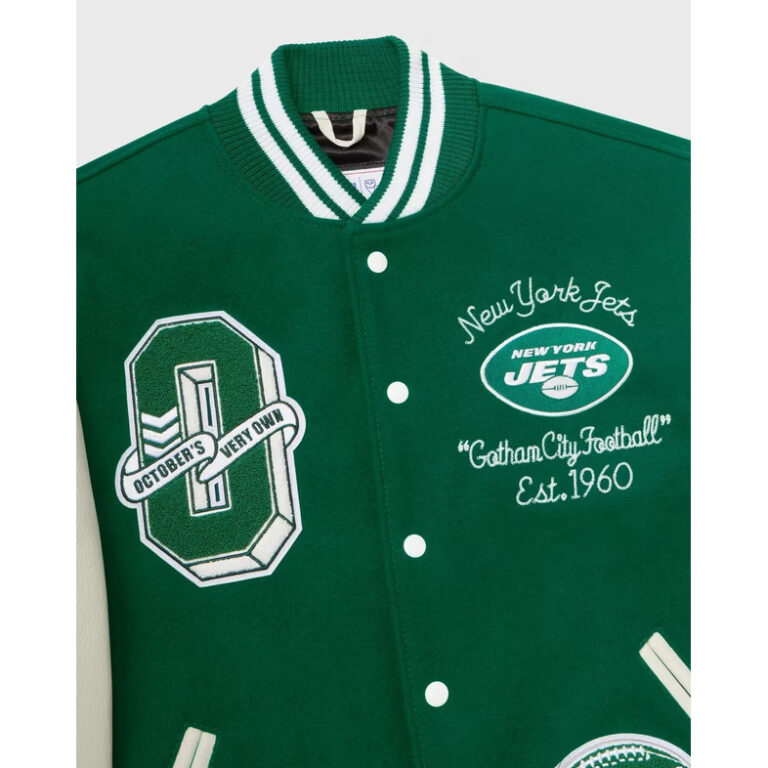OVO x NFL Mens New York Jets Varsity Jacket - Image 5
