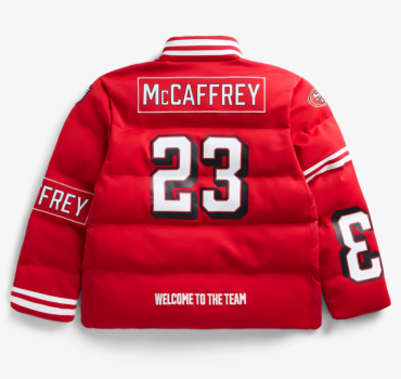 san-francisco-49ers-kyle-juszczyk-red-puffer-jacket