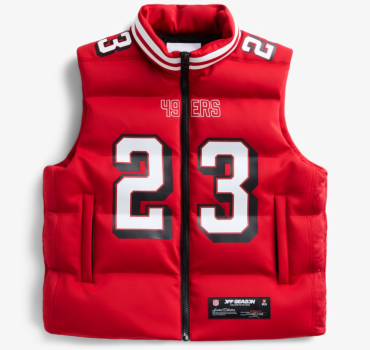 san-francisco-49ers-mccaffrey-scarlet-red-puffer-vest