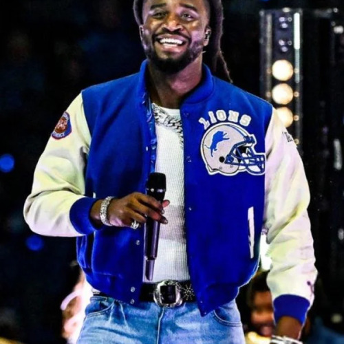 Shaboozey Thanksgiving Halftime Show Detroit Lions Varsity Jacket