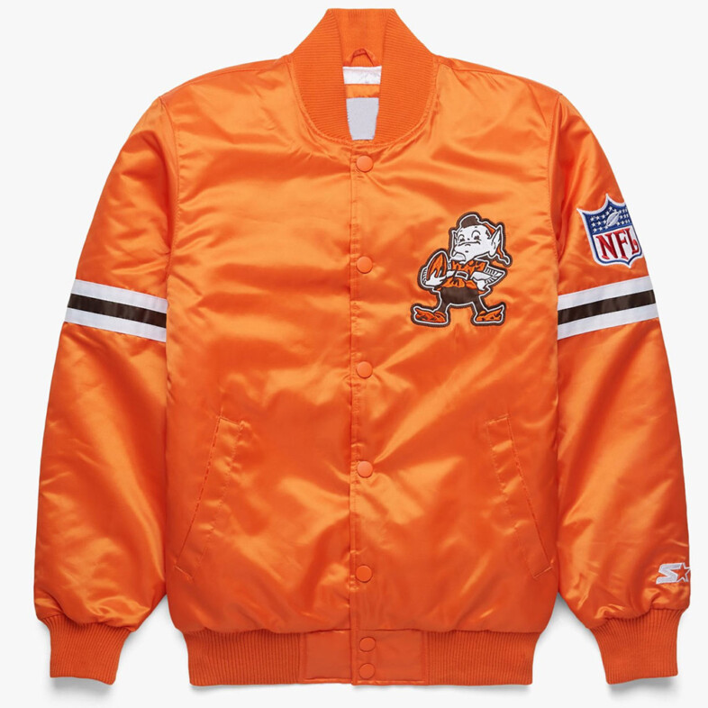 Men’s Cleveland Browns Gridiron Orange Satin Jacket