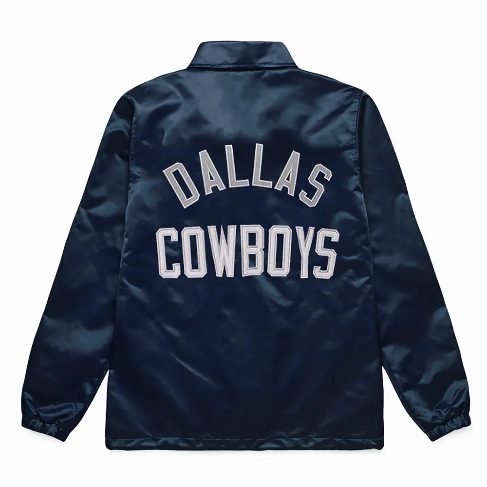 NFL Dallas Cowboys Coach Navy Satin Jacket - Image 2