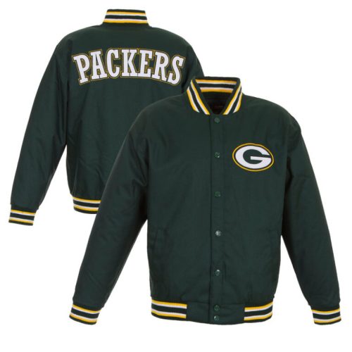 Green Bay Packers White Satin Full-Snap Jacket