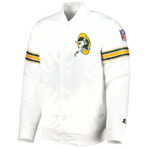 Men’s Green Bay Packers Starter White Satin Jacket