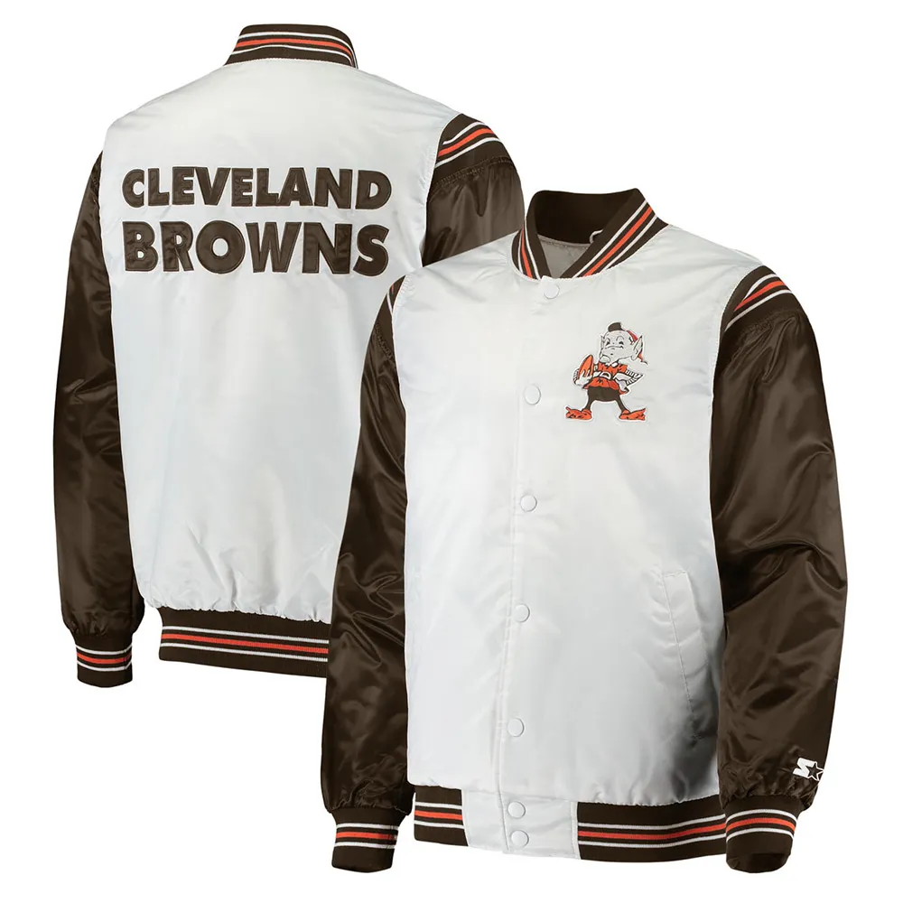 Cleveland Browns Historic Renegade Satin Varsity Jacket - Image 3