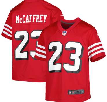 san-francisco-49ers-christian-mccaffrey-scarlet-game-jersey