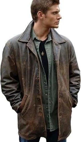 Men's Distressed Supernatural Dean Winchester Brown Real Leather Jacket Coat