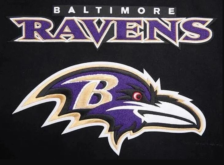 Men's Baltimore Ravens Mashup Rib Black & White Varsity Wool Letterman Jacket - Image 4