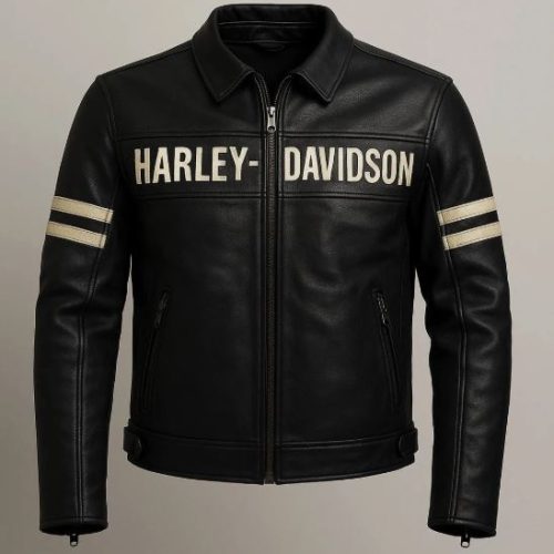 Harley Davidson Men's Black Motorcycle Jacket Real Cowhide Leather Biker Jacket