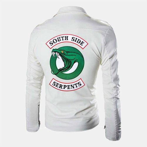 Southside Serpents Riverdale Slim Fit Biker White Genuine Leather Jacket