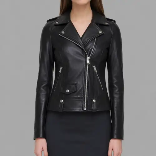 Women's Classic Black Moto Leather Jacket