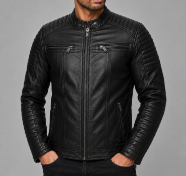 mens-black-synthetic-biker-leather-jacket