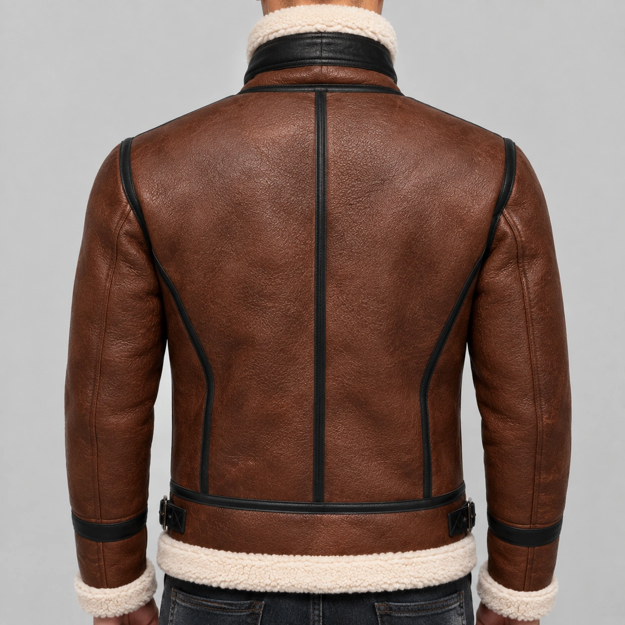 New Aviator Pilot RAF B3 Flying Bomber Fur Shearling Sheepskin Leather Jacket - Image 4