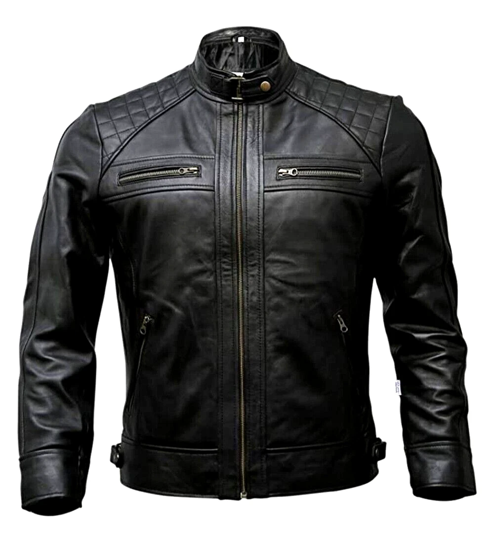 Men’s Real Leather Moto Jacket– Black & Brown