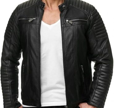 mens-black-synthetic-biker-leather-jacket