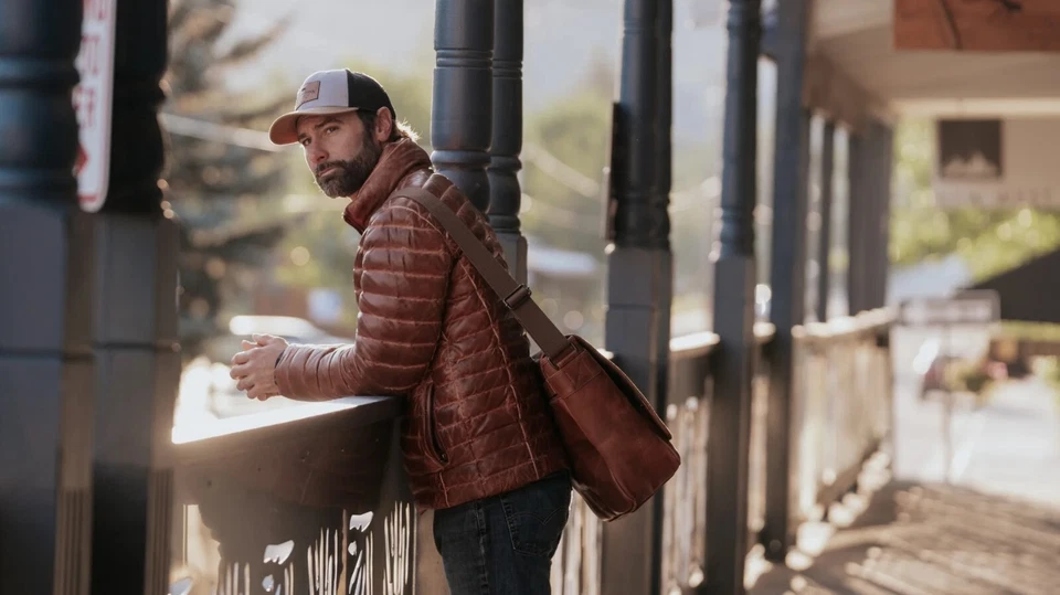 Men's Antique Brown Real Leather Jacket Puffer Fully Quilted Lambskin Jacket - Image 3