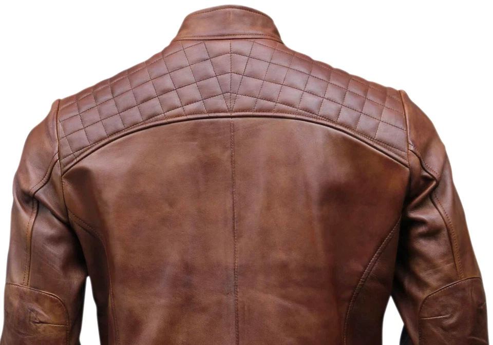 Men’s Real Leather Moto Jacket– Black & Brown - Image 8