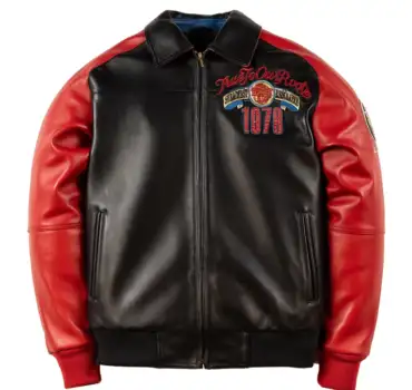 mens-pelle-pelle-black-red-genuine-leather-jacket-rhinestone-embroidered