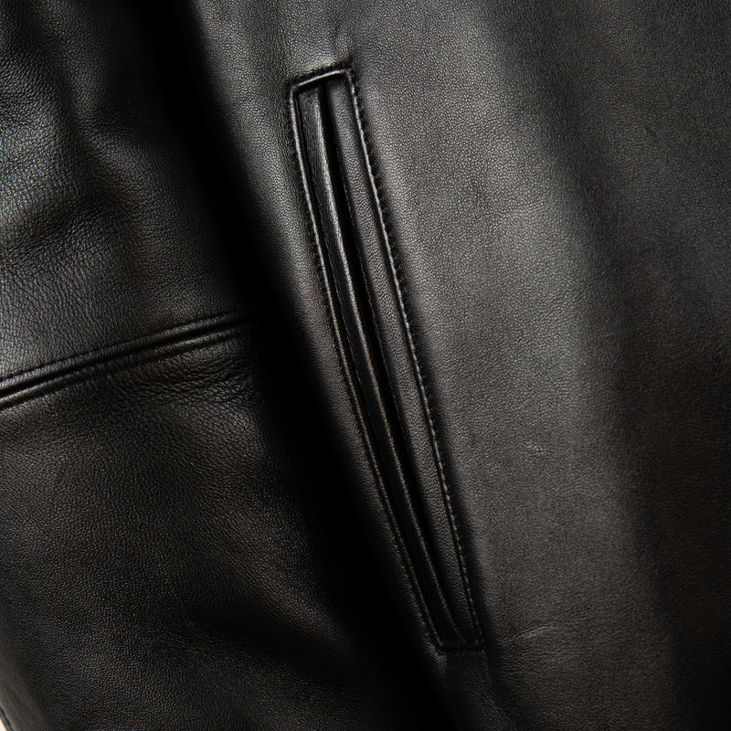 Men's Pelle Pelle Black Genuine Leather Bomber Jacket - Image 3