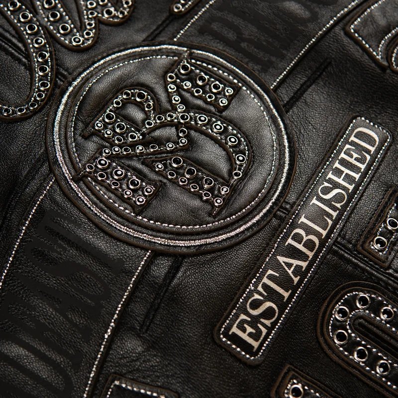Men's Pelle Pelle Black Genuine Leather Bomber Jacket - Image 4