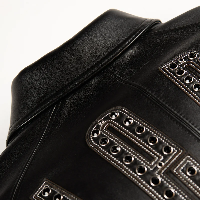 Men's Pelle Pelle Black Genuine Leather Bomber Jacket - Image 7